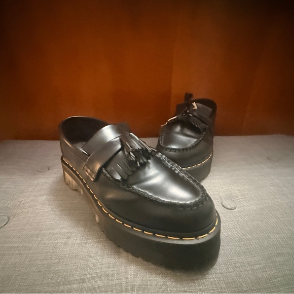 Black Leather Tassel Loafers - Picture 1 of 7